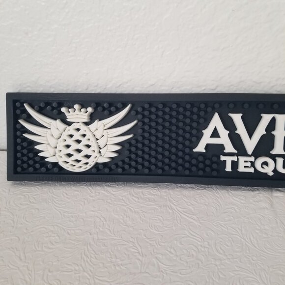 Avion Tequila Black White Rubber Spill Rail Bar Mat 21.25"x3.5" - Picture 2 of 8